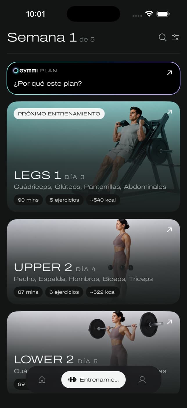 Plan semanal generado por el coach