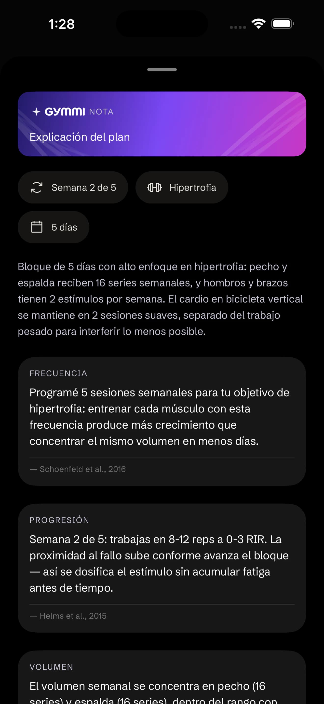 Explicación del plan, con las citas de cada decisión